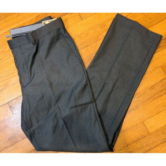 New PIERRE LOREN Dress Men's Dress Suit Pants Slacks Grey Flat Front 36 x 34 NWT - Picture 1 of 9